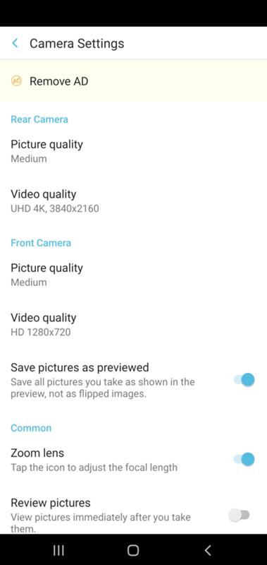 Не могу выбрать разрешение фото видео на samsung s10